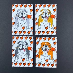 English Bulldog Rose Magnet, Dog Valentine's Day Decor Gift 2x3"